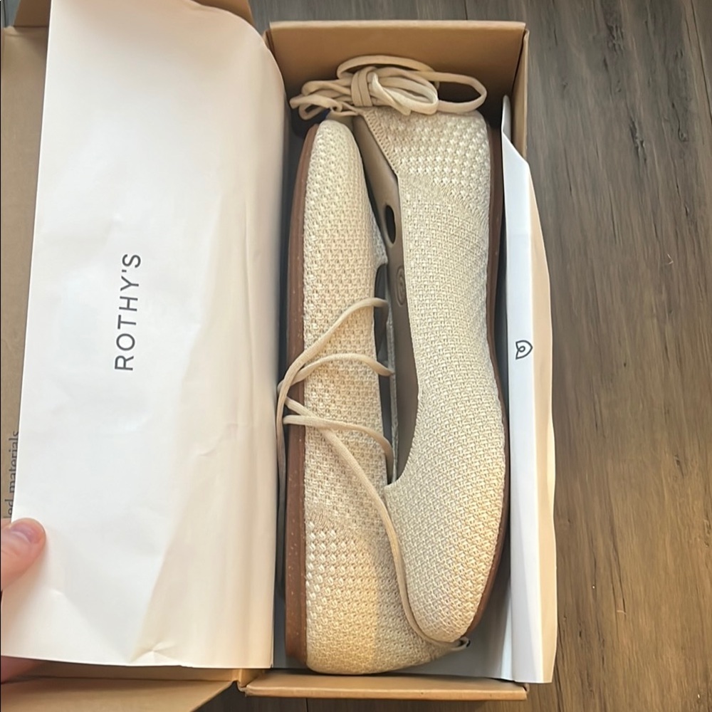 Rothy's Blanc square toe wrap flat size 9.5